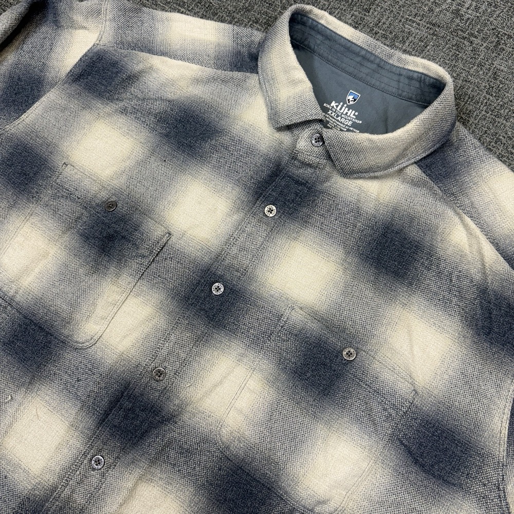 Kuhl Law Flannel Shirt Mens XXL Blue Plaid Cotton Tencel Button Up Outdoor‎